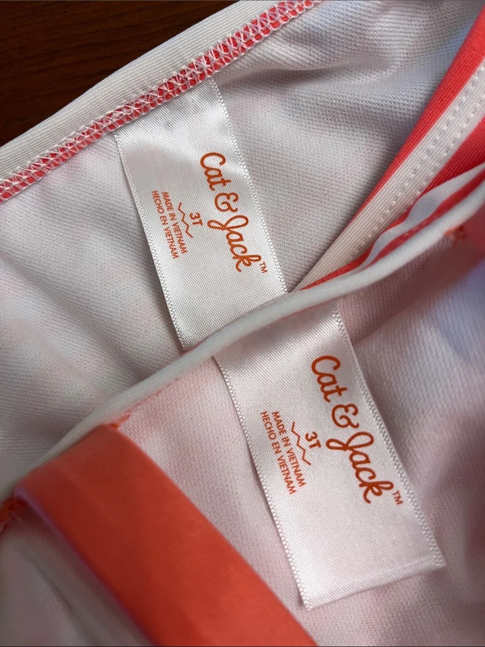 Cat & Jack Coral and White Striped Ruffle Tankini